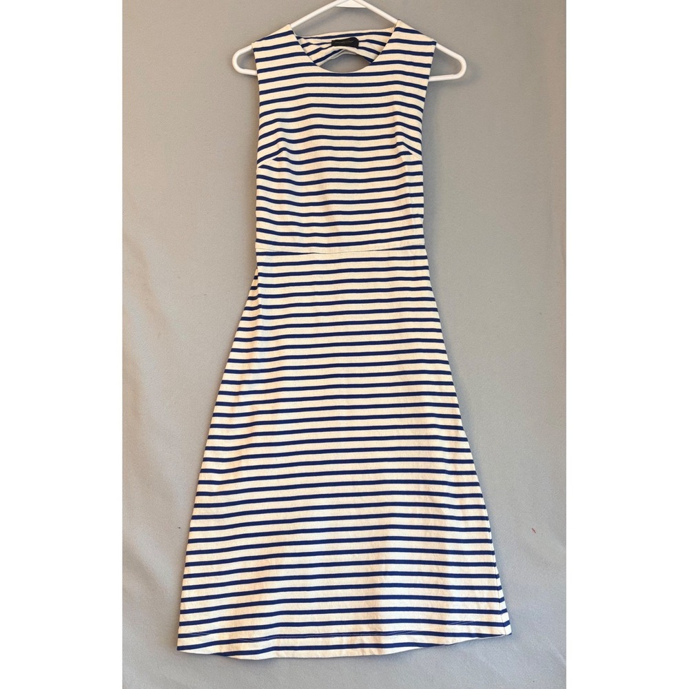 Rachel Comey Blue White Striped Open Back Midi Dress Cotton Made in USA Size 4